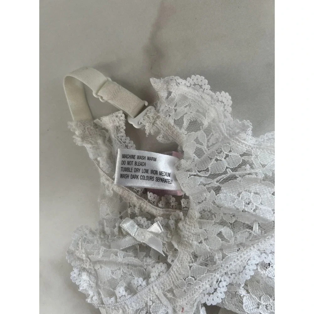 Elegant Moments White Floral Lace Garter Belt Intimates Lingerie One Size 3363